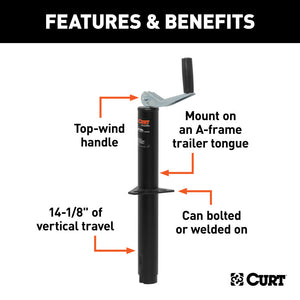 Curt A-Frame Jack w/Top Handle (5000lbs 14in Travel)