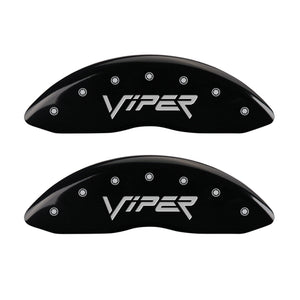 MGP 4 Caliper Covers Engraved Front Gen 2/Viper Engraved Rear Gen 2/Snake Black finish silver ch