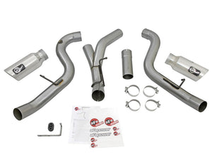 aFe LARGE Bore HD 4in Dual DPF-Back SS Exhaust w/Polished Tip 16-17 GM Diesel Truck V8-6.6L (td) LML