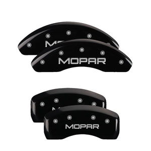 MGP 4 Caliper Covers Engraved Front & Rear MOPAR Black finish silver ch