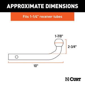 Curt Euro Mount (1-7/8in Ball 1-1/4in Shank 3500lbs 2-3/4in High 10in Long)