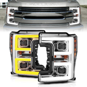 ANZO LED Headlights 17-18 Ford F-250 Super Duty Plank-Style L.E.D. Headlight Chrome (Pair)