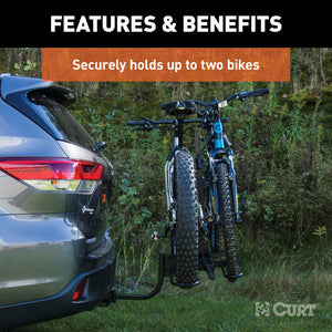 Curt Tray-Style Hitch-Mounted Bike Rack (2 Bikes 1-1/4in or 2in Shank)