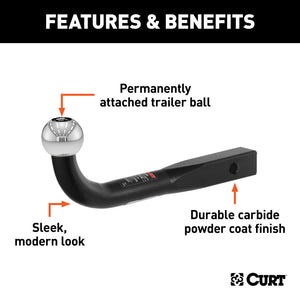 Curt Euro Mount (1-7/8in Ball 1-1/4in Shank 3500lbs 2-3/4in High 10in Long)