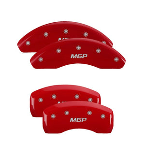 MGP 4 Caliper Covers Engraved Front & Rear Acura Red finish silver ch