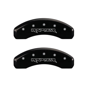 MGP 4 Caliper Covers Engraved Front & Rear Raptor Black finish silver ch