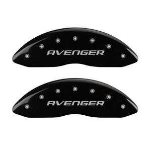 MGP 4 Caliper Covers Engraved Front & Rear With out stripes/Avenger Black finish silver ch