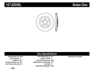 StopTech 04 & 08 Cadillac XLR/XLR-V / 97-04 Chevy Corvette Slotted & Drilled Front Left Rotor