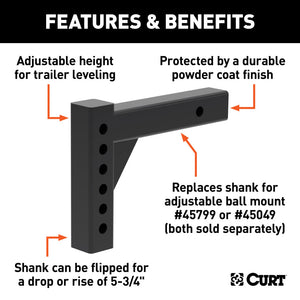 Curt Replacement Adjustable Ball Mount Shank for 45049 or 45799