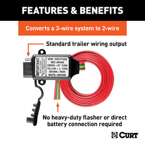 Curt Non-Powered 3-to-2-Wire Taillight Converter (Bulk)