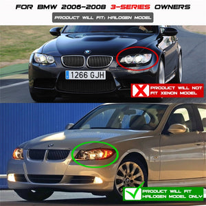 Spyder BMW E90 3-Series 06-08 Projector LED Halo Amber Reflctr Rplc Bulb Blk PRO-YD-BMWE9005-AM-BK