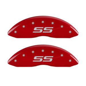 MGP 4 Caliper Covers Engraved Front & Rear Monte Carlo style/SS Red finish silver ch