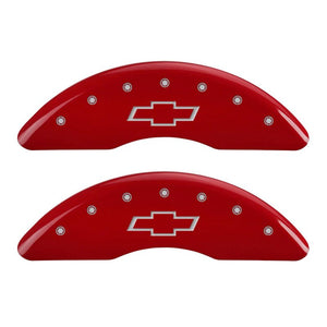 MGP 4 Caliper Covers Engraved Front & Rear Bowtie Red finish silver ch