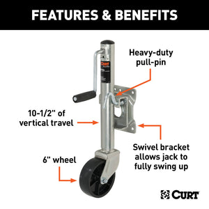 Curt Marine Jack w/6in Wheel (1000lbs 10in Travel)