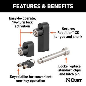 Curt Replacement Rebellion XD Tongue and Hitch Lock Set