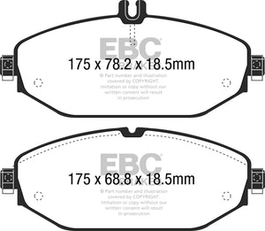 EBC 15+ Mercedes-Benz C300 (W205) 2.0 Turbo Redstuff Front Brake Pads