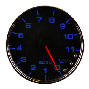 Autometer Spek-Pro Gauge Tachometer 5in 11K Rpm W/Shift Light & Peak Mem Black/Chrome