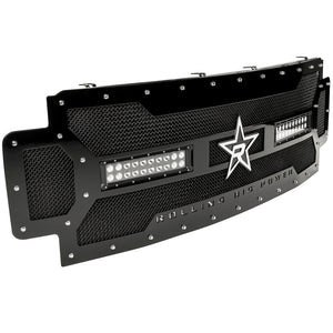 RBP RX-3 Midnight Edition Black LED Bar Grille (Studded) 17 Ford Spr Duty F250/F350 w/o Front Camera