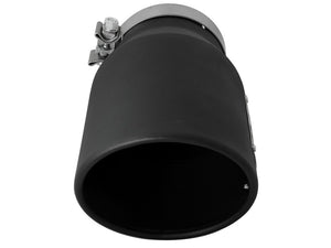 aFe MACHForce XP 5in 304 Stainless Steel Exhaust Tip 5 In x 7 Out x 12L in Bolt On Right - Black