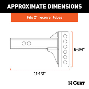 Curt Replacement 2in Adjustable Channel Mount Shank (6000lbs)