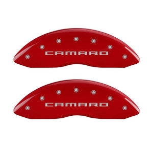 MGP 4 Caliper Covers Engraved Front & Rear Gen 5/Camaro Red finish silver ch