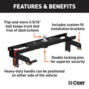 Curt 99-07 Chevrolet Silverado 2500 HD Double Lock Gooseneck Hitch Kit w/Installation Brackets