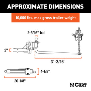 Curt MV Round Bar Weight Distribution Hitch (8000-10000lbs 31-3/16in Bars)