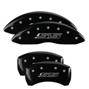 MGP 4 Caliper Covers Engraved Front & Rear Gen 5/SS Black finish silver ch