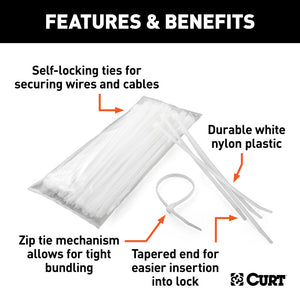 Curt 7-1/4in Wire Ties (100-Pack)