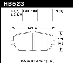 Hawk 06-11 Mazda Miata MX-5 Rear DTC-60 Race Brake Pads