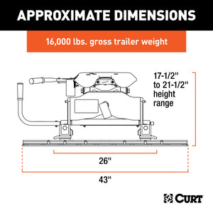 Curt A16 5th Wheel Hitch w/Roller & Rails