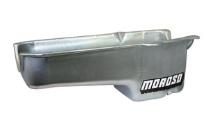 Moroso 1986+ Chevrolet Small Block (w/Passenger Side Dipstick) Wet Sump 5qt 7.5in Steel Oil Pan- Blk