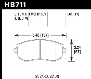 Hawk DTC-80 13 Subaru BRZ/13 Legacy 2.5i/13 Scion FR-S Front Race Brake Pads