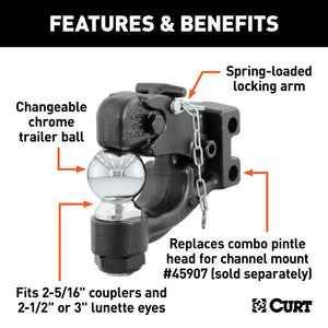 Curt Replacement Channel Mount Ball & Pintle Combination (2-5/16in Ball 13000lbs)