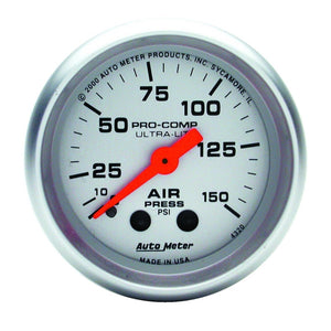 Autometer Ultra-Lite 2-1/16in 0-150 PSI Mechanical Air Pressure Gauge