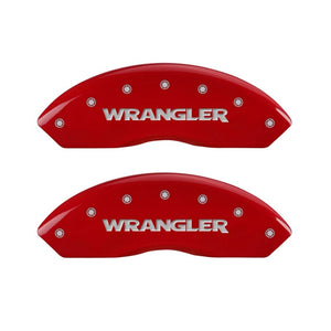 MGP Front set 2 Caliper Covers Engraved Front WRANGLER Red finish silver ch