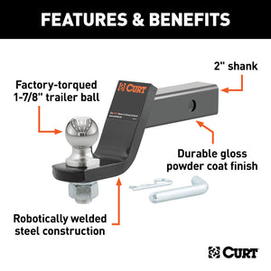 Curt Loaded Ball Mount w/1-7/8in Ball (2in Shank 3500lbs 4in Drop)