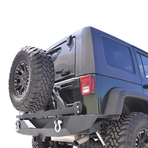 DV8 Offroad 07-18 Jeep Wrangler JK Rear Aluminum Bumper w/ Tire Carrier - Black