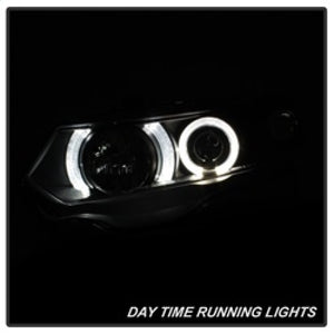 Spyder Honda Civic 06-08 2Dr Projector Headlights LED Halo Black High H1 Low H1 PRO-YD-HC06-2D-HL-BK