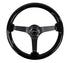 NRG Reinforced Steering Wheel Classic Wood Grain (350mm / 3in. Deep) Matte Black Solid 3-Spoke