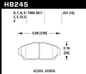 Hawk 94-01 Acura Integra (excl Type R)  Blue 9012 Race Front Brake Pads