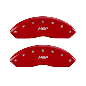 MGP Front set 2 Caliper Covers Engraved Front MGP Red finish silver ch