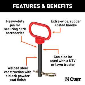 Curt 1/2in Clevis Pin w/Handle and Clip