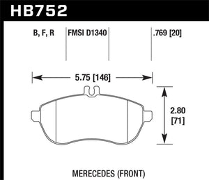 Hawk 2015 Mercedes C250 HPS Street Front Brake Pads