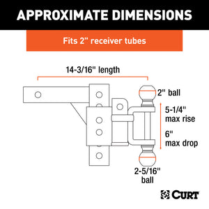 Curt Adjustable Multipurpose Ball Mount (2in Shank 2in & 2-5/16in Balls)