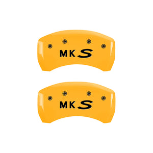 MGP 4 Caliper Covers Engraved Front Lincoln Engraved Rear MKS Yellow finish black ch