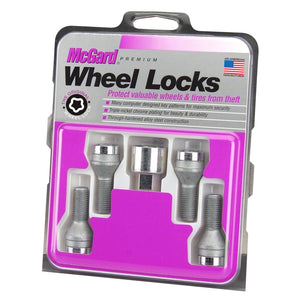 McGard Wheel Lock Bolt Set - 4pk. (Cone Seat) M12X1.5 / 21mm Hex / 36.3mm Shank Length - Chrome