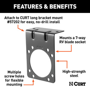 Curt Connector Mounting Bracket for 7-Way RV Blade (Black)