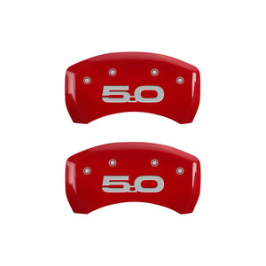 MGP 4 Caliper Covers Engraved Front 2015/Mustang Engraved Rear 2015/50 Red finish silver ch