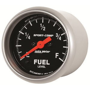 Autometer Sport Comp 52mm Full Sweep Electronic Fuel Level Programmable Empty-Full Range Gauge